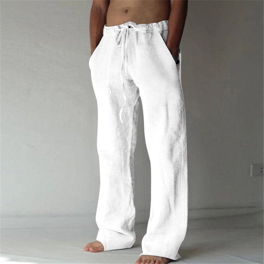 Jasper | Rechte Linnen Broek voor Mannen in Wit met Ademend Comfort 4