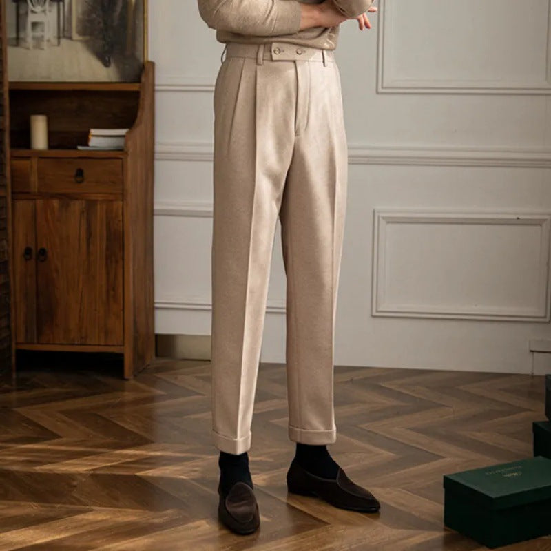 Jasper | Zwarte Heren Broek met Hoge Taille en Plooien 3