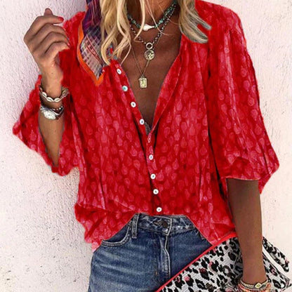 Emma | Casual Bedrukte Blouse Dames met Knoopsluiting voor Zomer 1