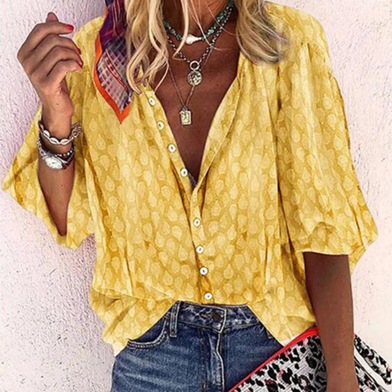 Emma | Casual Bedrukte Blouse Dames met Knoopsluiting voor Zomer 3