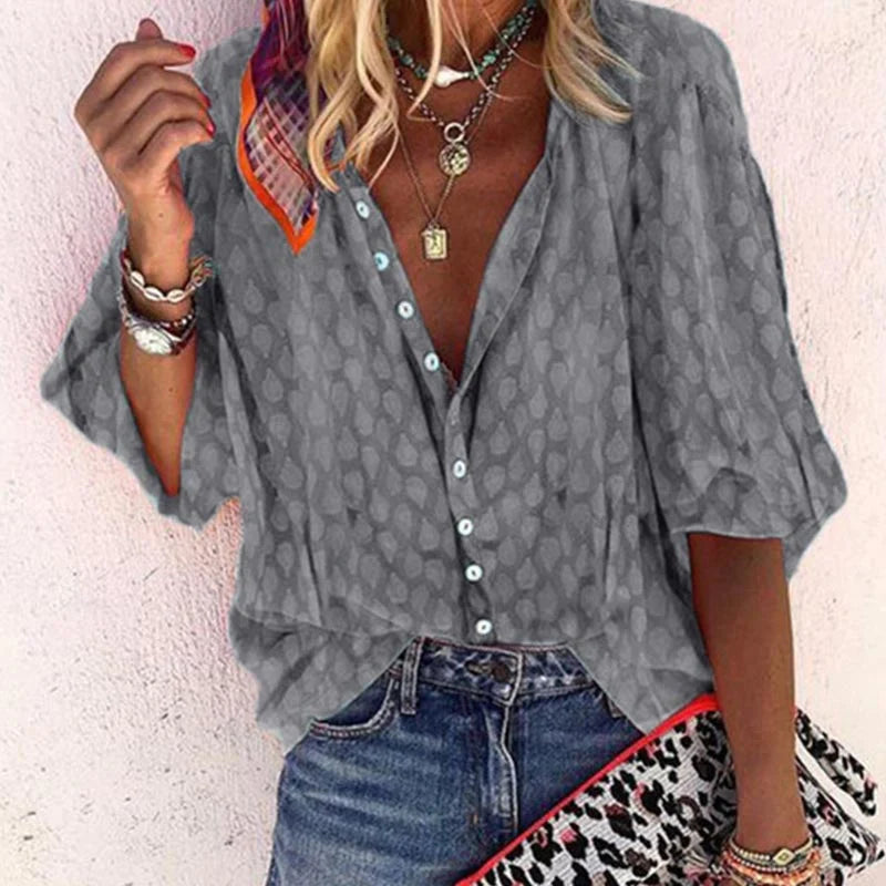 Emma | Casual Bedrukte Blouse Dames met Knoopsluiting voor Zomer 5