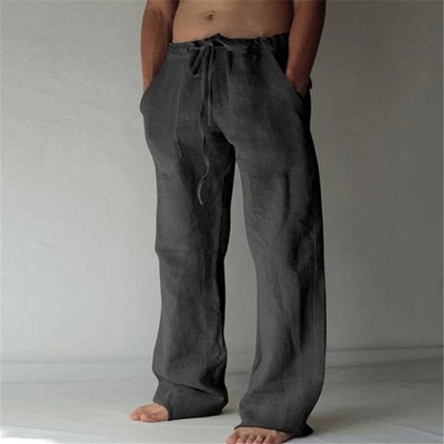 Jasper | Rechte Linnen Broek voor Mannen in Wit met Ademend Comfort 0
