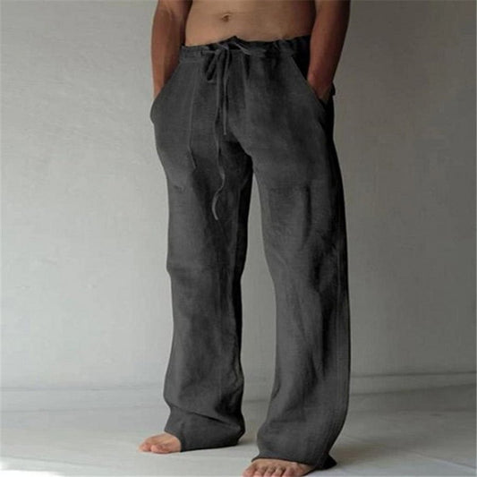 Jasper | Rechte Linnen Broek voor Mannen in Wit met Ademend Comfort 0