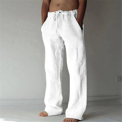 Jasper | Rechte Linnen Broek voor Mannen in Wit met Ademend Comfort 4
