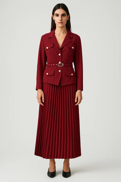 Lara | 2 Delige Set Dames met Blazer en Geplooide Rok voor Zomer 0