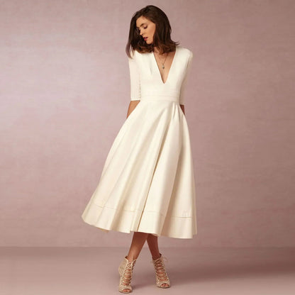 Lara | Elegante Midi-jurk voor Dames in Ivoor voor Zomeroutfits 1
