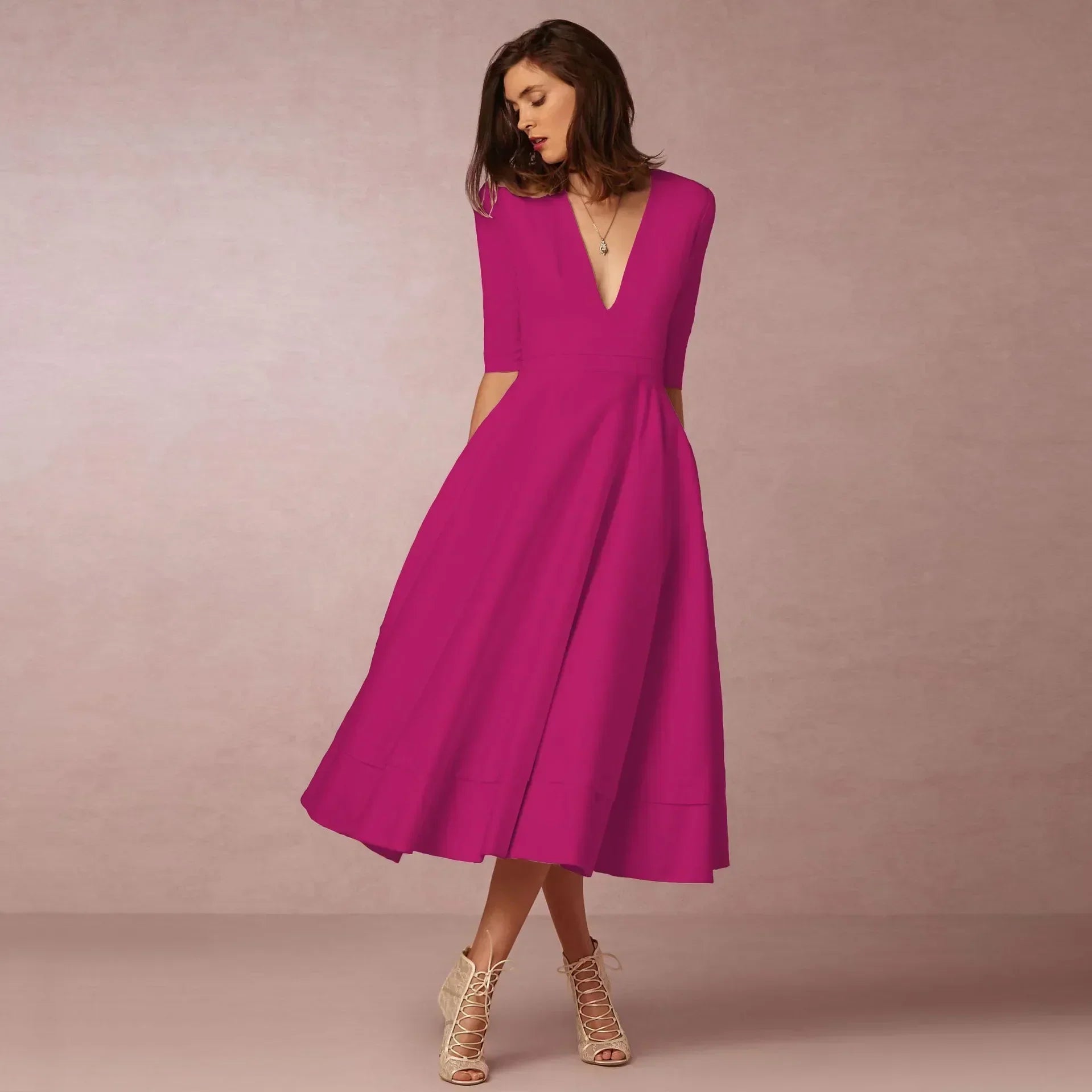 Lara | Elegante Midi-jurk voor Dames in Ivoor voor Zomeroutfits 4