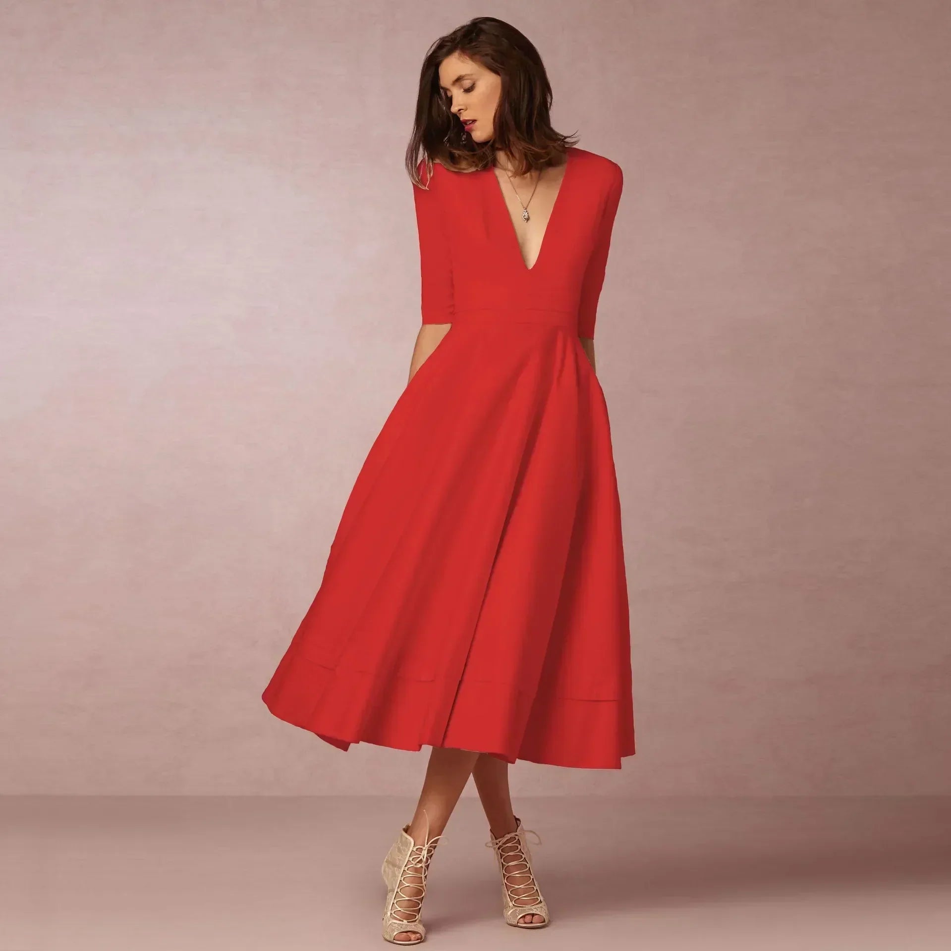 Lara | Elegante Midi-jurk voor Dames in Ivoor voor Zomeroutfits 7
