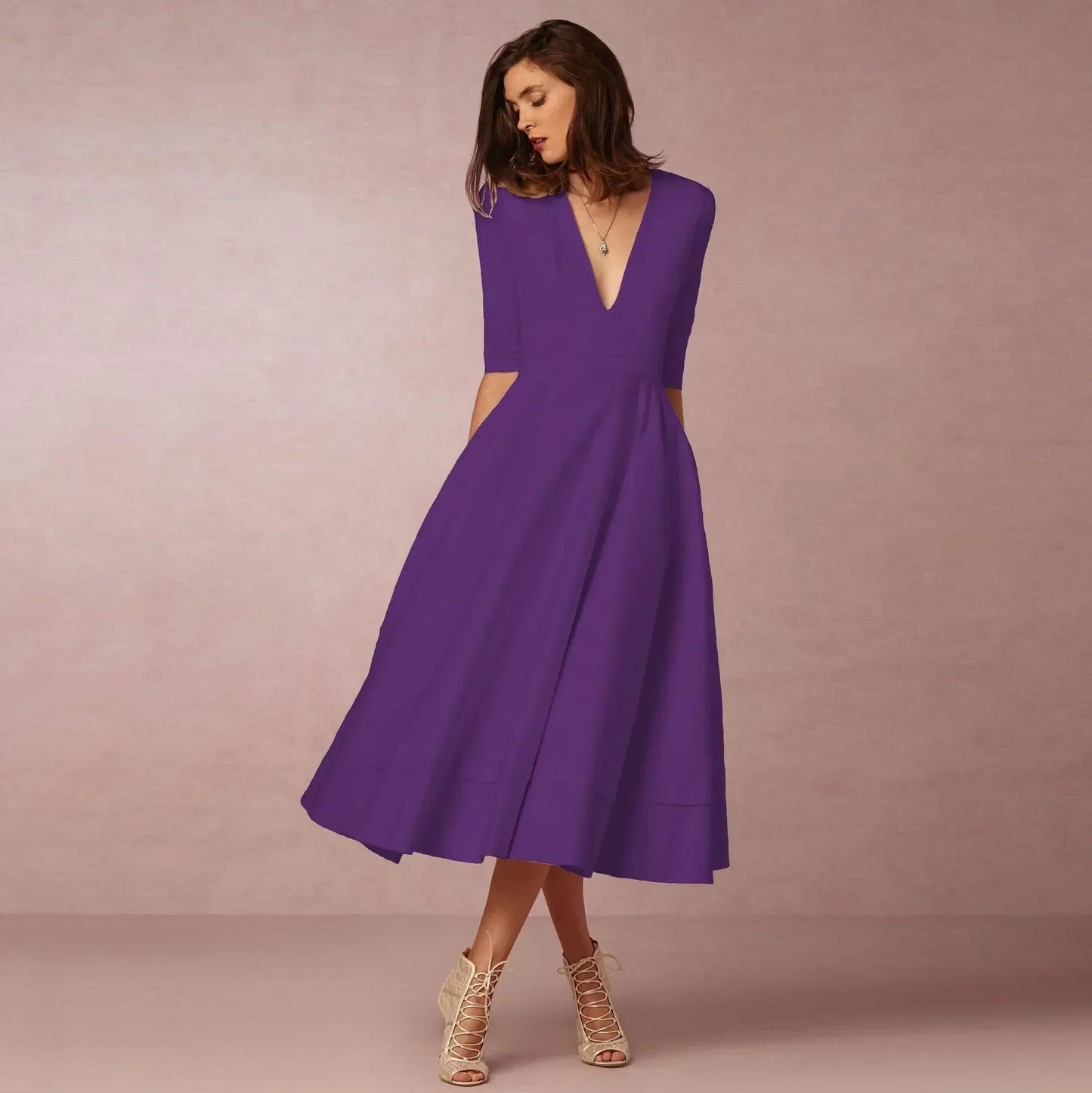 Lara | Elegante Midi-jurk voor Dames in Ivoor voor Zomeroutfits 8