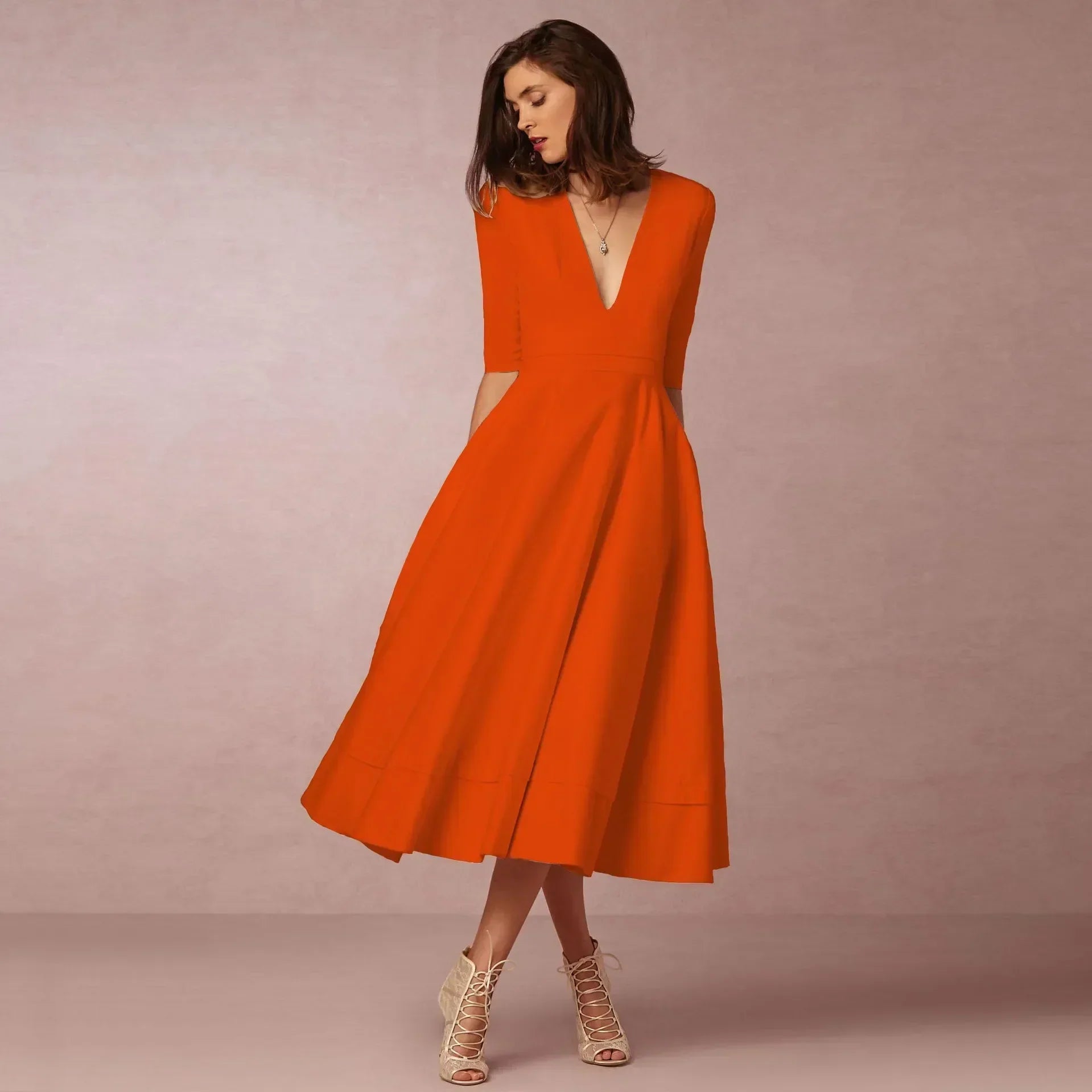 Lara | Elegante Midi-jurk voor Dames in Ivoor voor Zomeroutfits 9