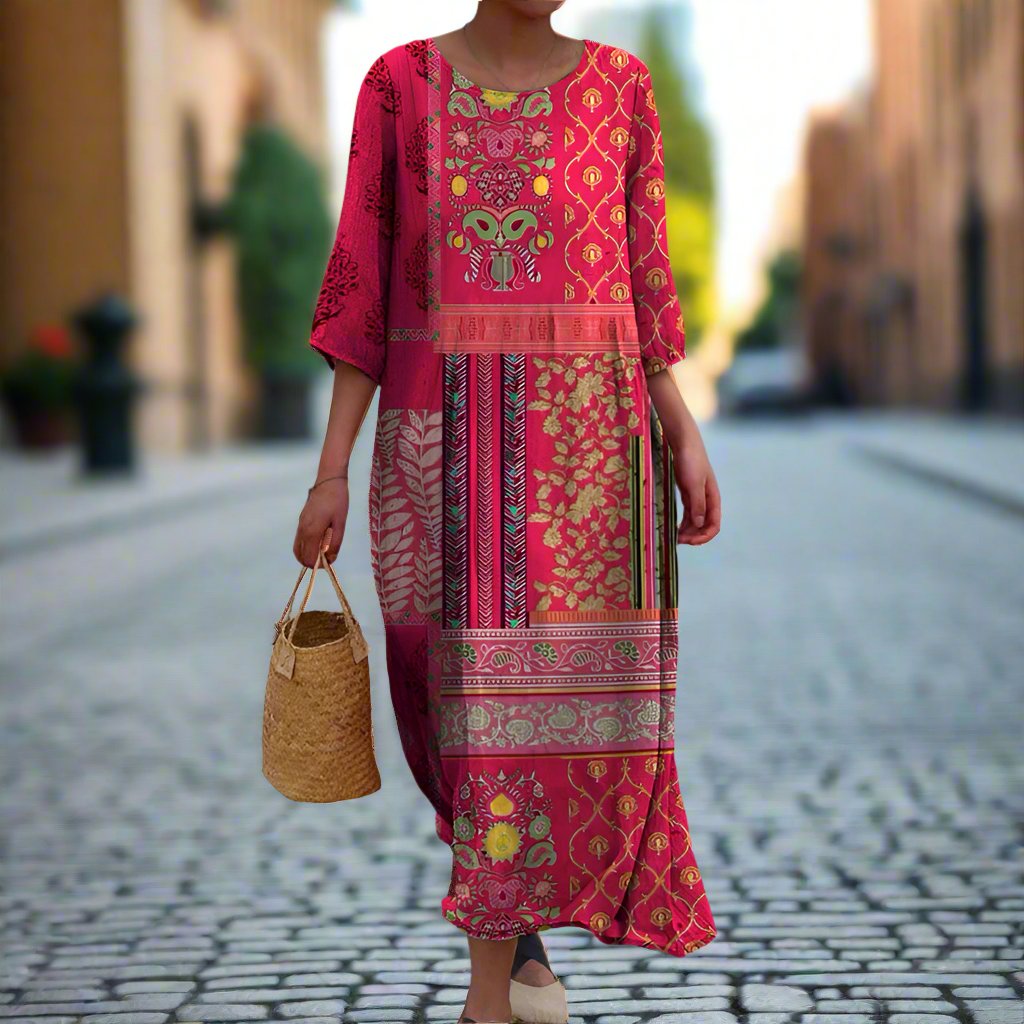Lara | Lange Zomerjurk met Etnische Boheemse Print voor Dames 1