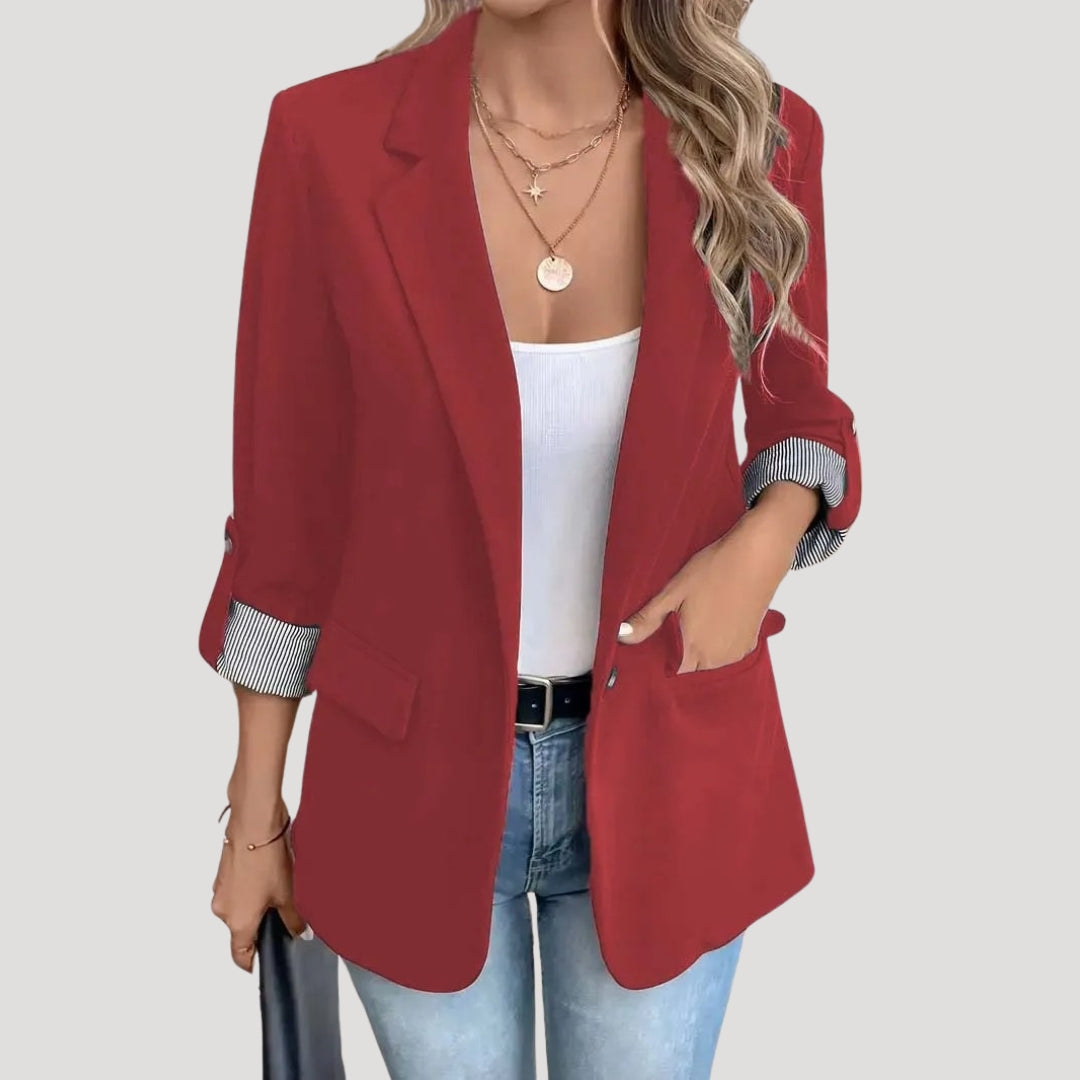 Liesbeth | Zwarte Dames Blazer Met Oprolbare Mouwen Voor Zomer 2