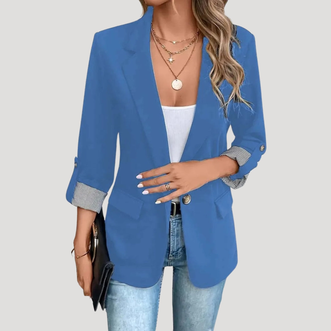 Liesbeth | Zwarte Dames Blazer Met Oprolbare Mouwen Voor Zomer 3