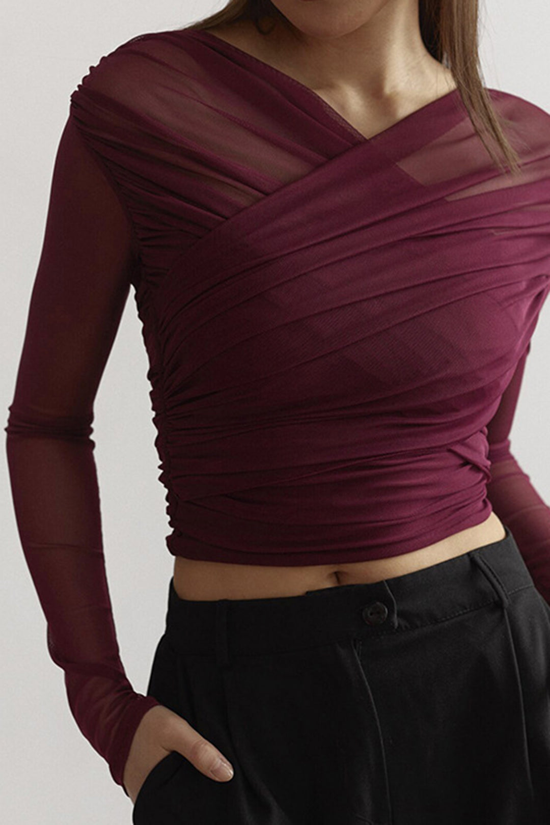 Lotte | Dames Top met Ruches en Lange Mouwen voor Zomer 1