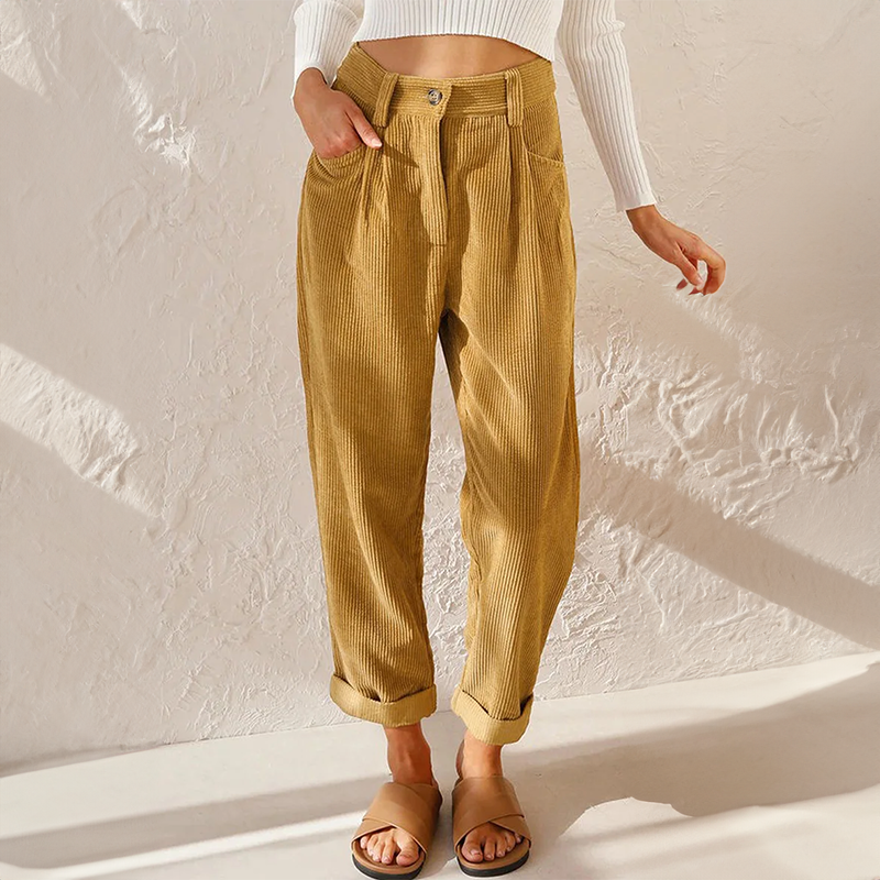 Lotte | Groene Damesbroek Hoge Taille met Wijde Pijpen voor Zomer 0