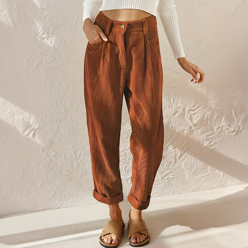 Lotte | Groene Damesbroek Hoge Taille met Wijde Pijpen voor Zomer 2