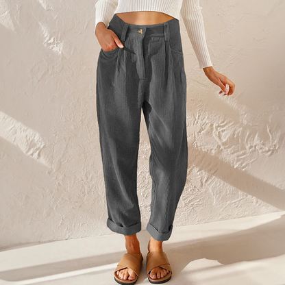 Lotte | Groene Damesbroek Hoge Taille met Wijde Pijpen voor Zomer 4