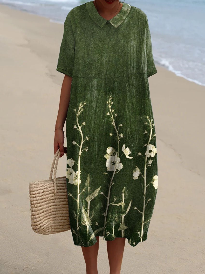 Lotte | Zomerjurk Dames Met Bloemenprint en V-Hals Knielengte 4