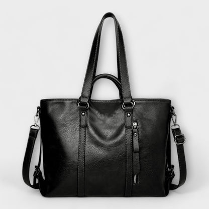 Lotte | Zwarte Leren Schoudertas Dames Met Professioneel Gestructureerd Silhouet 1