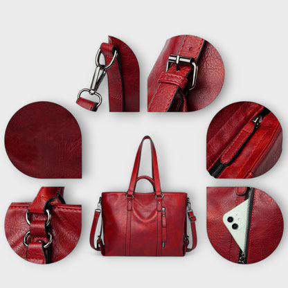 Lotte | Zwarte Leren Schoudertas Dames Met Professioneel Gestructureerd Silhouet 2