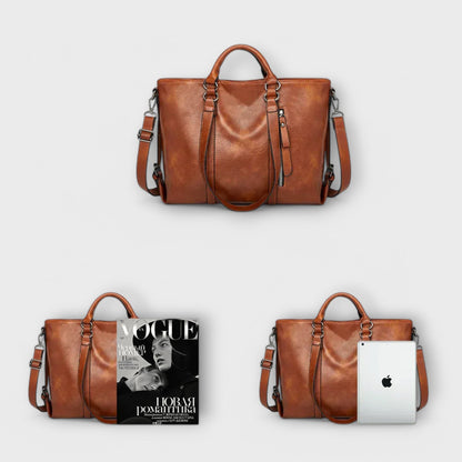 Lotte | Zwarte Leren Schoudertas Dames Met Professioneel Gestructureerd Silhouet 4