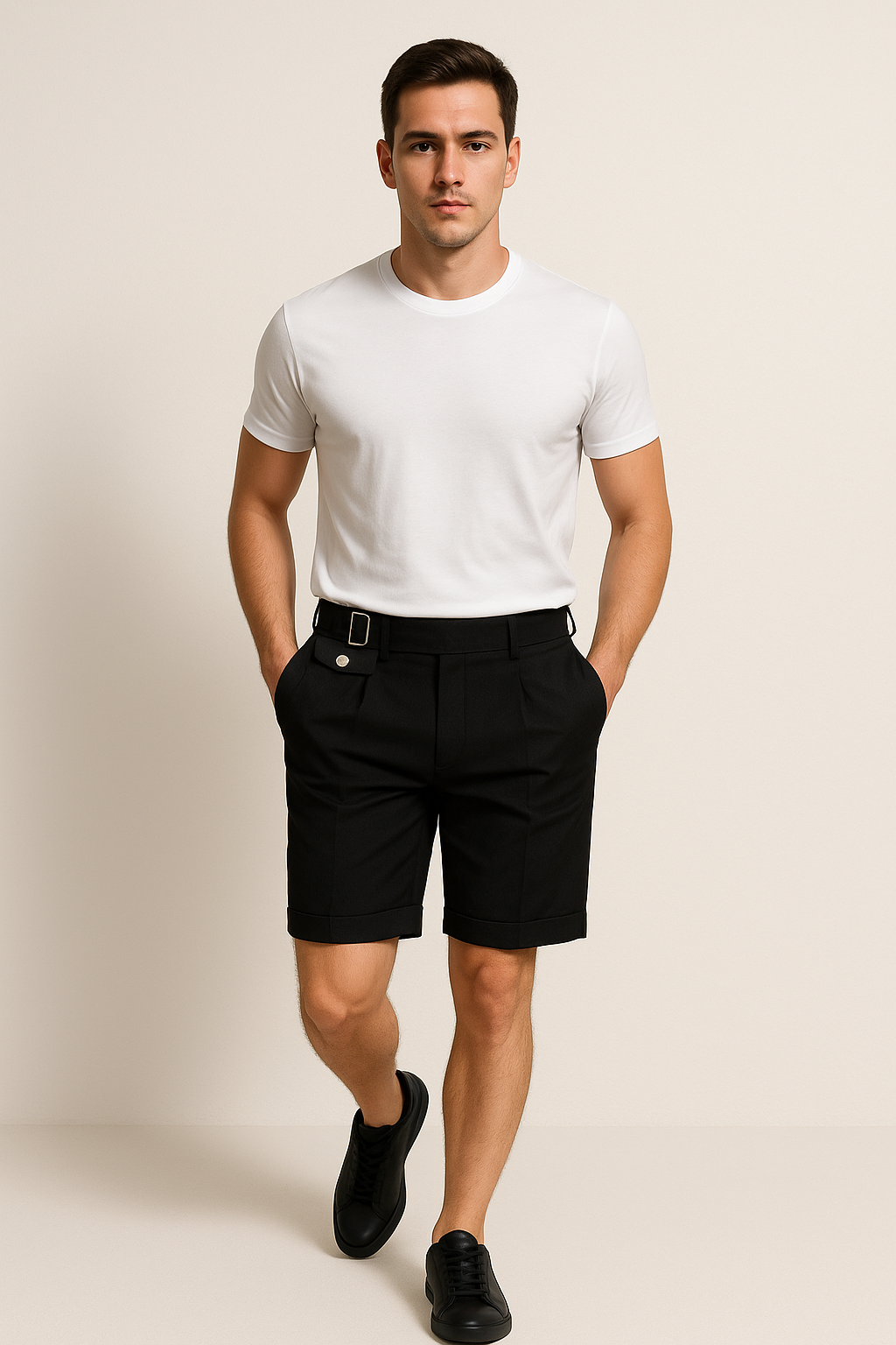 Luca | Geplooide Shorts met Gespen voor Heren 1