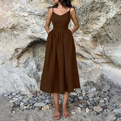 Luna | Elegante Midi-jurk met V-hals voor Dames Zomerjurkjes 5