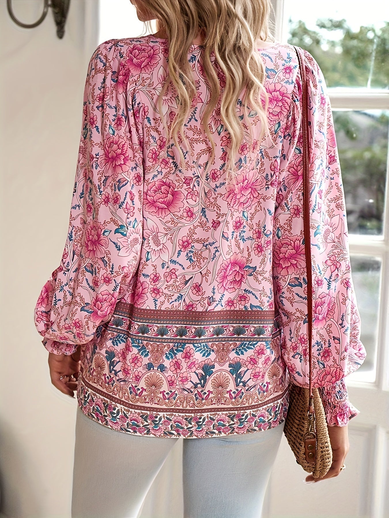 Sophie | Bloemenstrik Shirt met Lantaarnmouwen voor Dames met Ademend Polyester 5