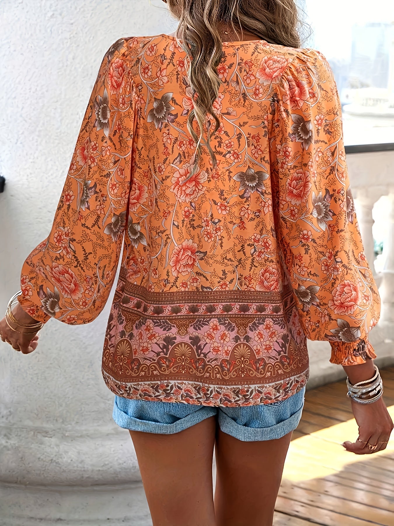 Sophie | Bloemenstrik Shirt met Lantaarnmouwen voor Dames met Ademend Polyester 6