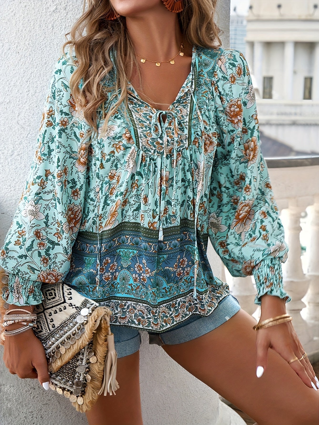 Sophie | Bloemenstrik Shirt met Lantaarnmouwen voor Dames met Ademend Polyester 7