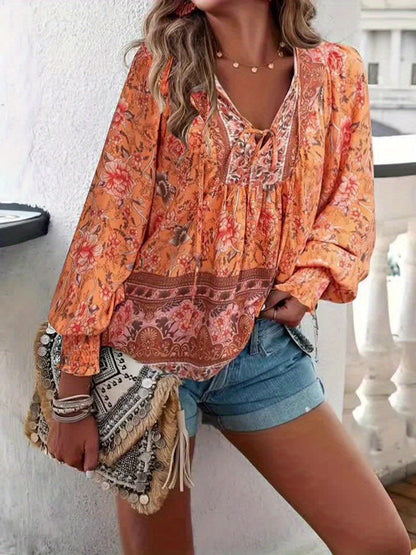 Sophie | Bloemenstrik Shirt met Lantaarnmouwen voor Dames met Ademend Polyester 9