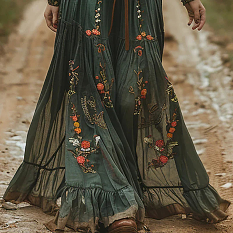 Sophie | Boho Maxi Jurk Met V-hals En Lange Mouwen Voor Dames 2