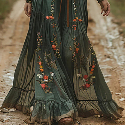 Sophie | Boho Maxi Jurk Met V-hals En Lange Mouwen Voor Dames 2