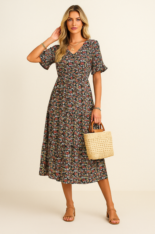 Sophie | Boho Midi Jurk met Bloemenprint voor Dames 0