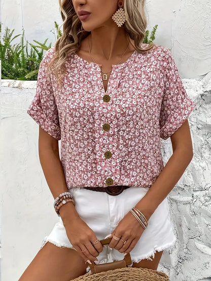 Sophie | Casual Zomer Blouse met Bloemenknopen voor Dames 4