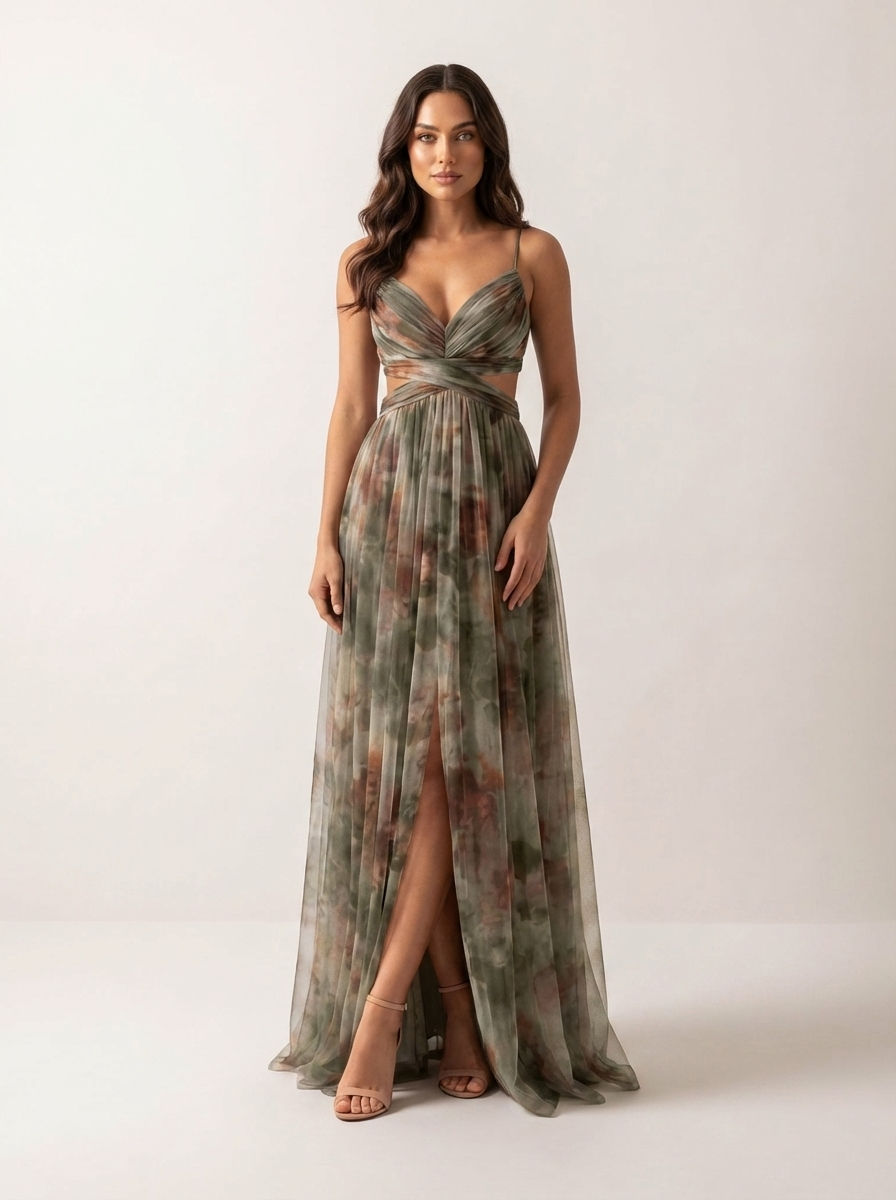 Sophie | Chiffon Maxi Jurk met Watercolor Print voor Dames 1