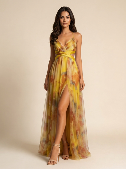 Sophie | Chiffon Maxi Jurk met Watercolor Print voor Dames 2