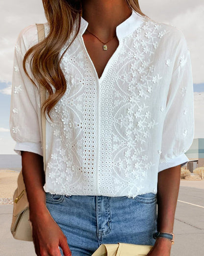 Sophie | Dames Blouse met V-hals en Korte Mouwen voor Zomer 3
