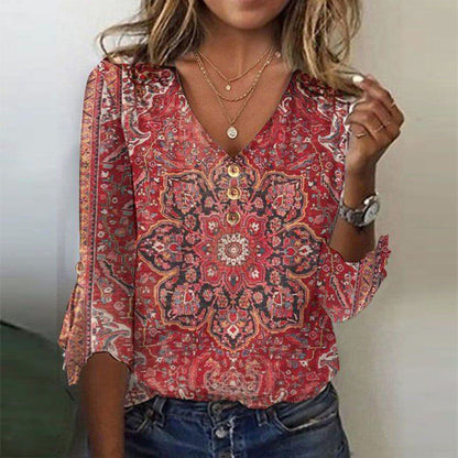 Sophie | Damesblouse met Boheemse Print voor Zomer 0