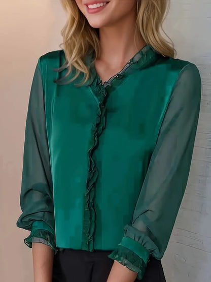 Sophie | Elegante Blouse met Lange Mouwen en Ruches voor Dames 1