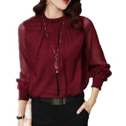 Sophie | Elegante Blouse met Lange Mouwen en Ruches voor Dames 3