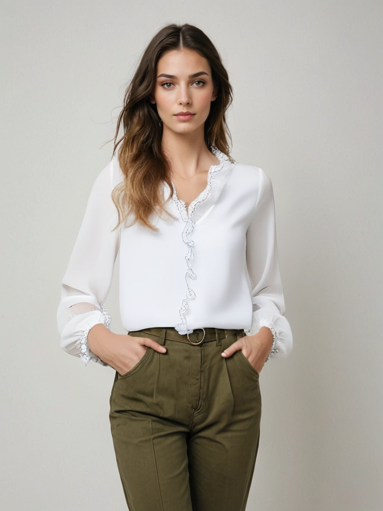 Sophie | Elegante Blouse met Lange Mouwen en Ruches voor Dames 7