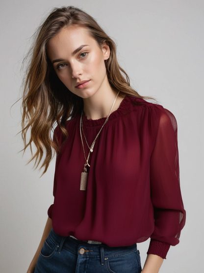 Sophie | Elegante Blouse met Lange Mouwen en Ruches voor Dames 9