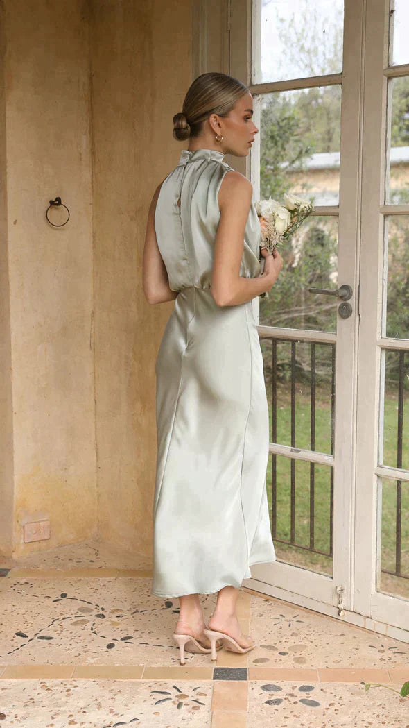 Sophie | Elegante Halter Midi-Jurk voor Dames met Gedrapeerde Halslijn 3