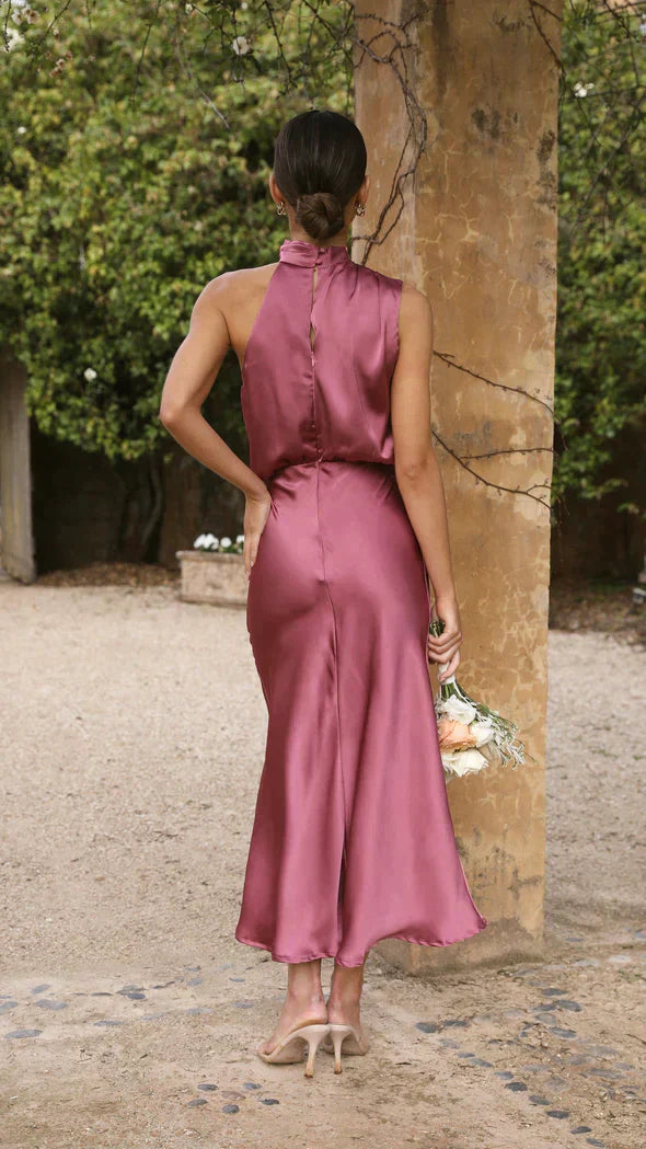 Sophie | Elegante Halter Midi-Jurk voor Dames met Gedrapeerde Halslijn 5
