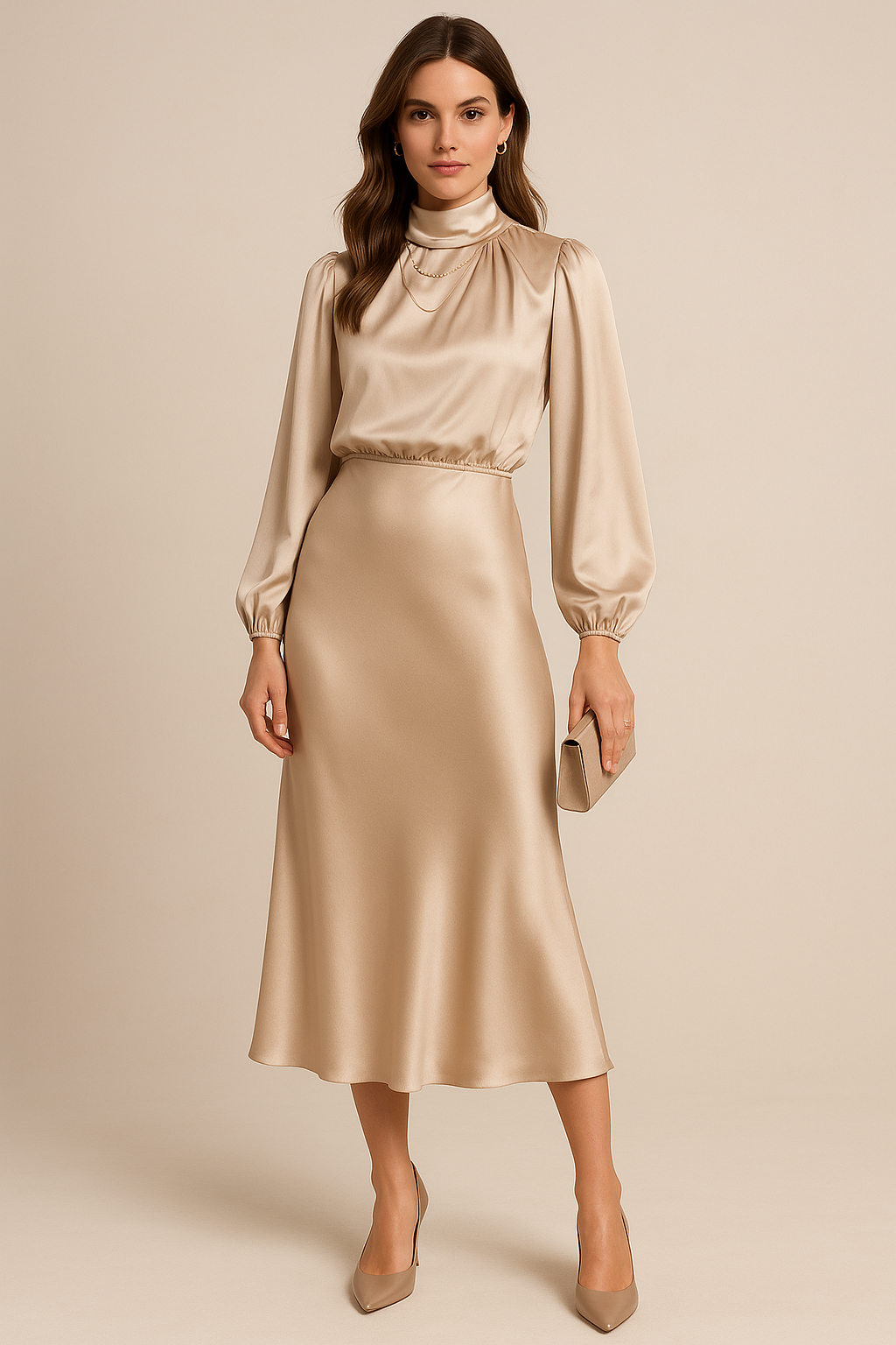Sophie | Elegante Midi-jurk met Hoge Hals voor Dames in Winterstijl 0