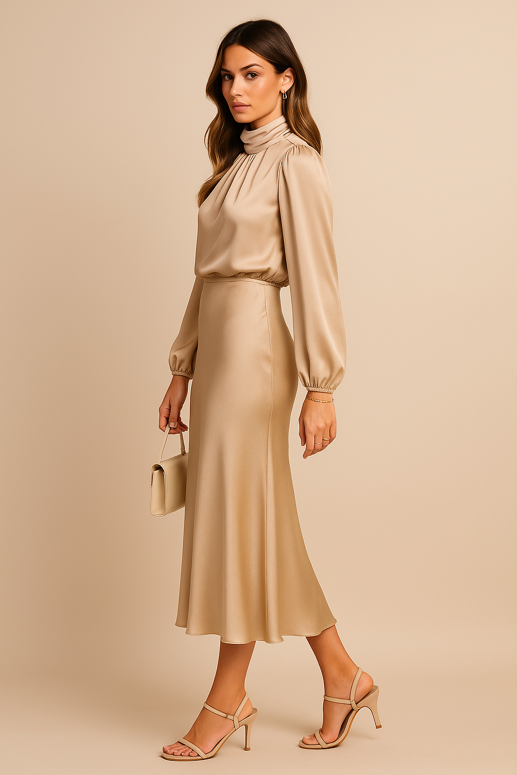 Sophie | Elegante Midi-jurk met Hoge Hals voor Dames in Winterstijl 1