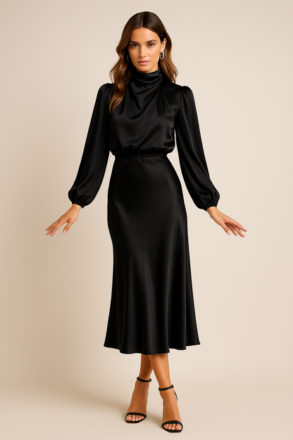 Sophie | Elegante Midi-jurk met Hoge Hals voor Dames in Winterstijl 2