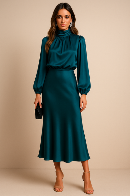 Sophie | Elegante Midi-jurk met Hoge Hals voor Dames in Winterstijl 5