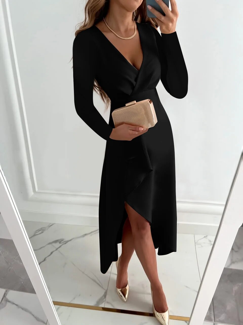 Sophie | Elegante Midi-jurk met V-hals en Split voor Dames 2